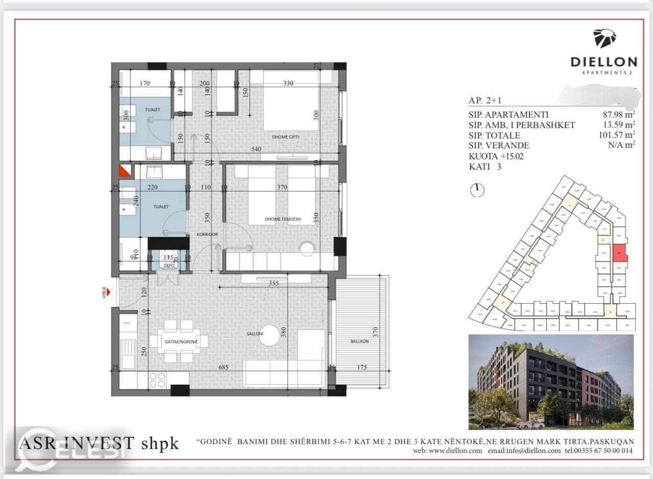 Apartament 1+1 në shitje, PASKUQAN — foto 2